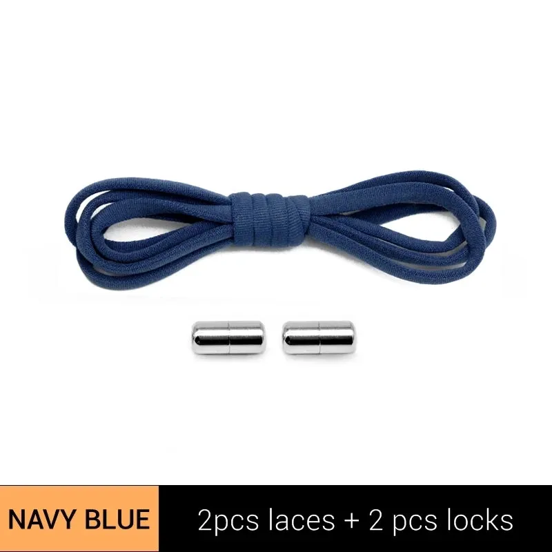 Metal Lock Elastic No-Tie Shoelaces for Sneakers - Quick Semicircle Shoestrings for Kids and Adults