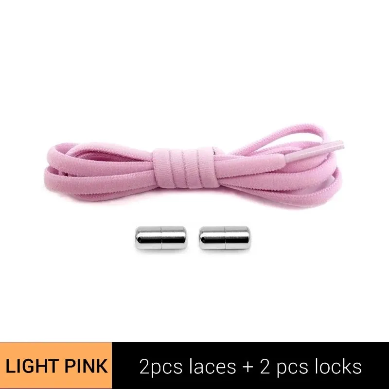 Metal Lock Elastic No-Tie Shoelaces for Sneakers - Quick Semicircle Shoestrings for Kids and Adults