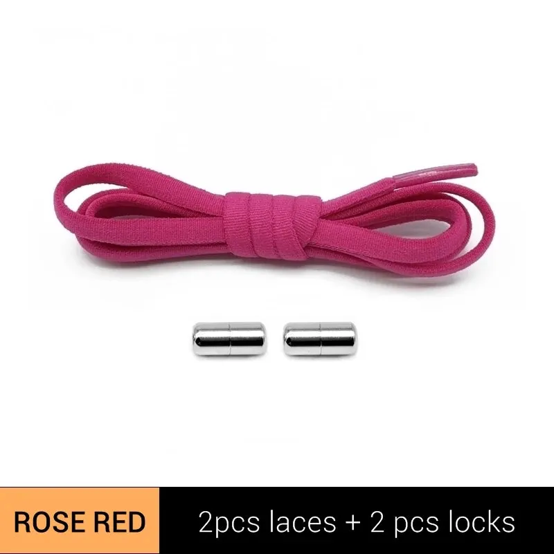 Metal Lock Elastic No-Tie Shoelaces for Sneakers - Quick Semicircle Shoestrings for Kids and Adults