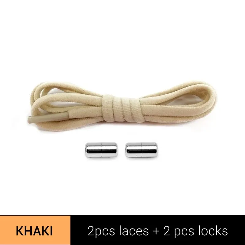 Metal Lock Elastic No-Tie Shoelaces for Sneakers - Quick Semicircle Shoestrings for Kids and Adults