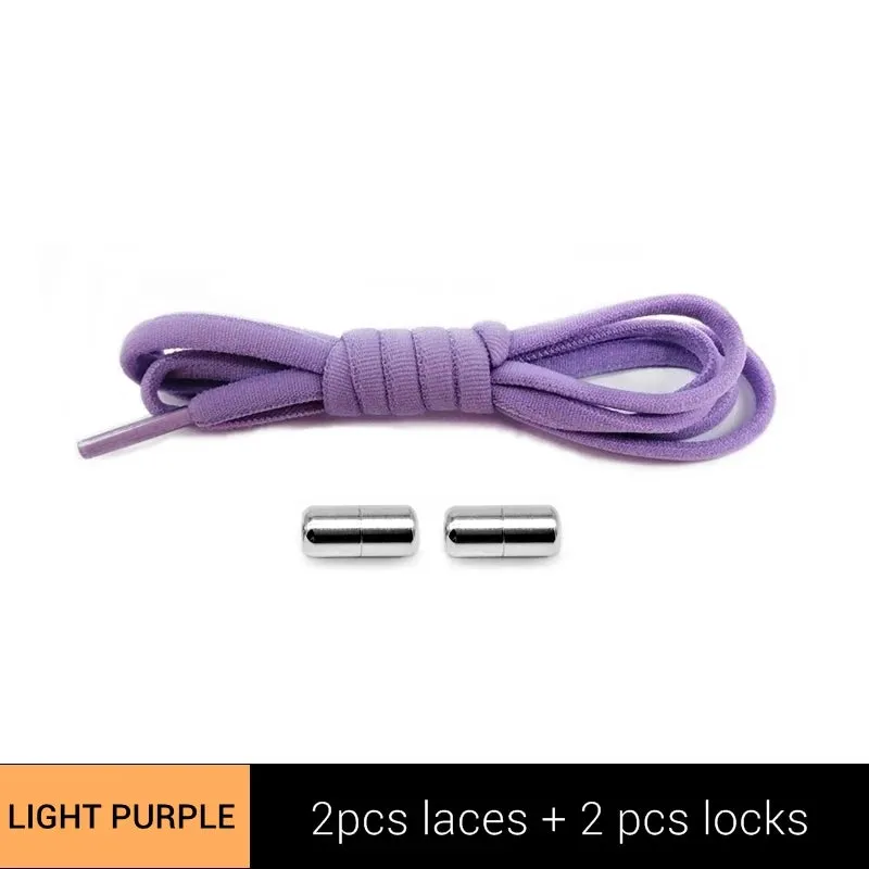 Metal Lock Elastic No-Tie Shoelaces for Sneakers - Quick Semicircle Shoestrings for Kids and Adults