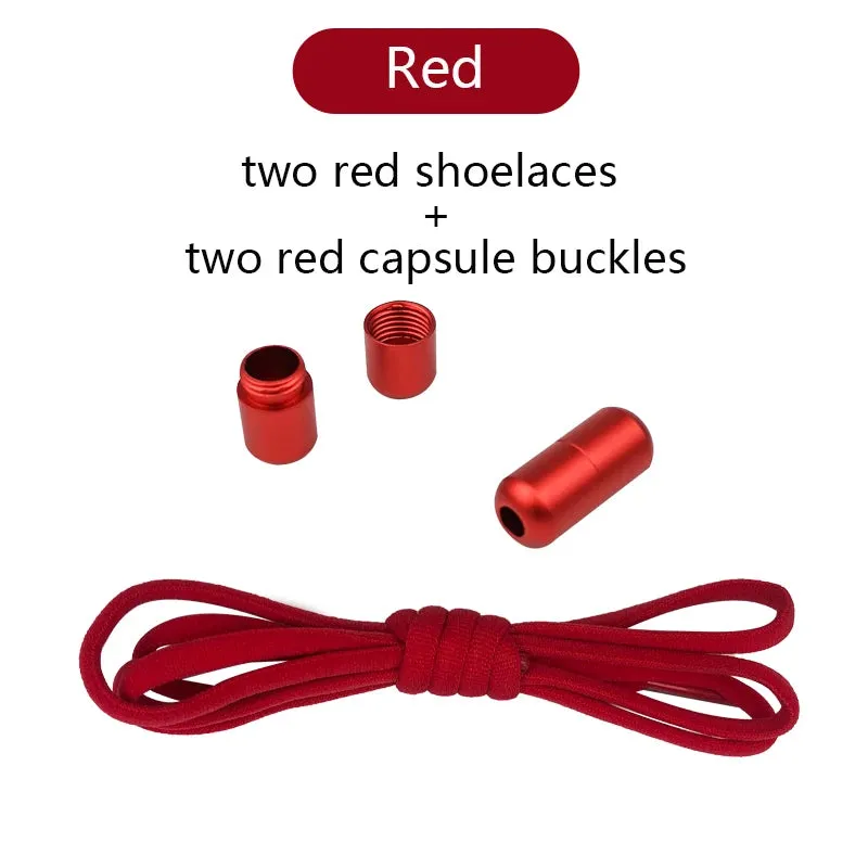 Metal Lock Elastic No-Tie Shoelaces for Sneakers - Quick Semicircle Shoestrings for Kids and Adults