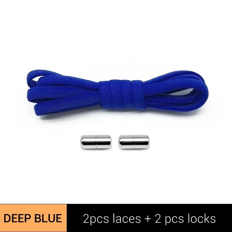 Metal Lock Elastic No-Tie Shoelaces for Sneakers - Quick Semicircle Shoestrings for Kids and Adults