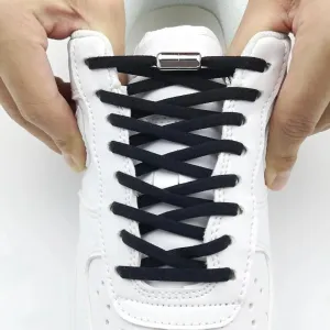 Metal Lock Elastic No-Tie Shoelaces for Sneakers - Quick Semicircle Shoestrings for Kids and Adults