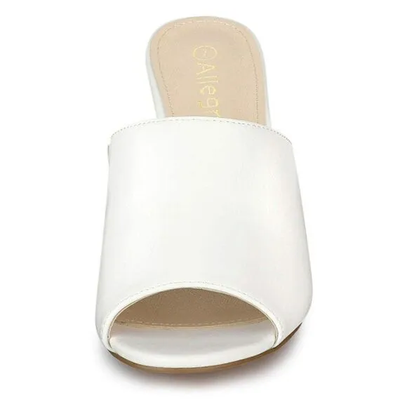 NWT Women's White Slip on Heel Slide Sandals, Size 7