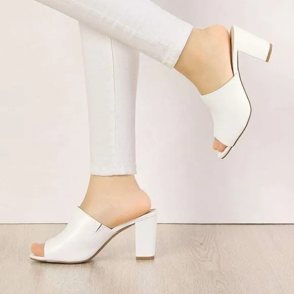 NWT Women's White Slip on Heel Slide Sandals, Size 7