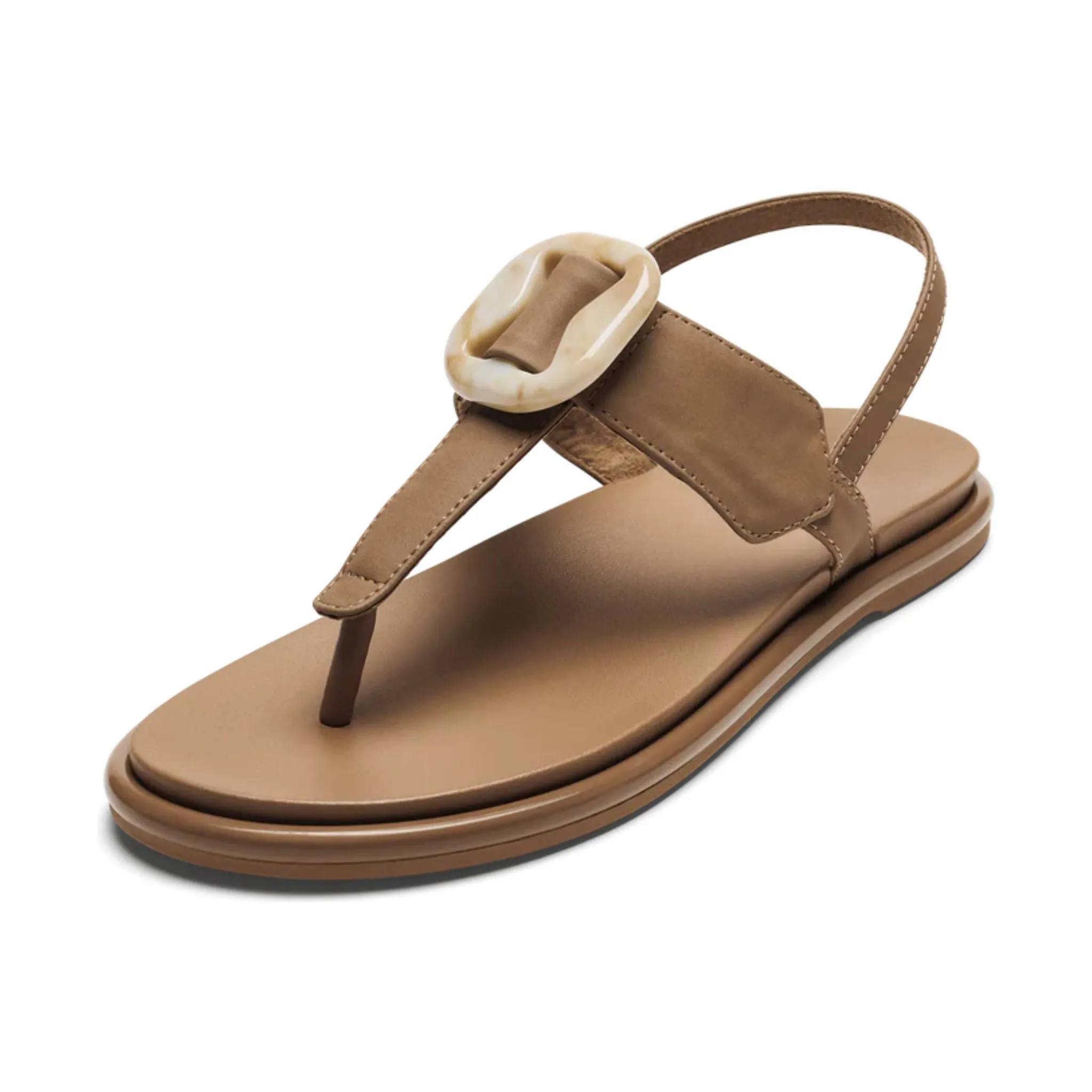 OluKai Women's La`i T-Bar Strappy Beach Sandals - Tan