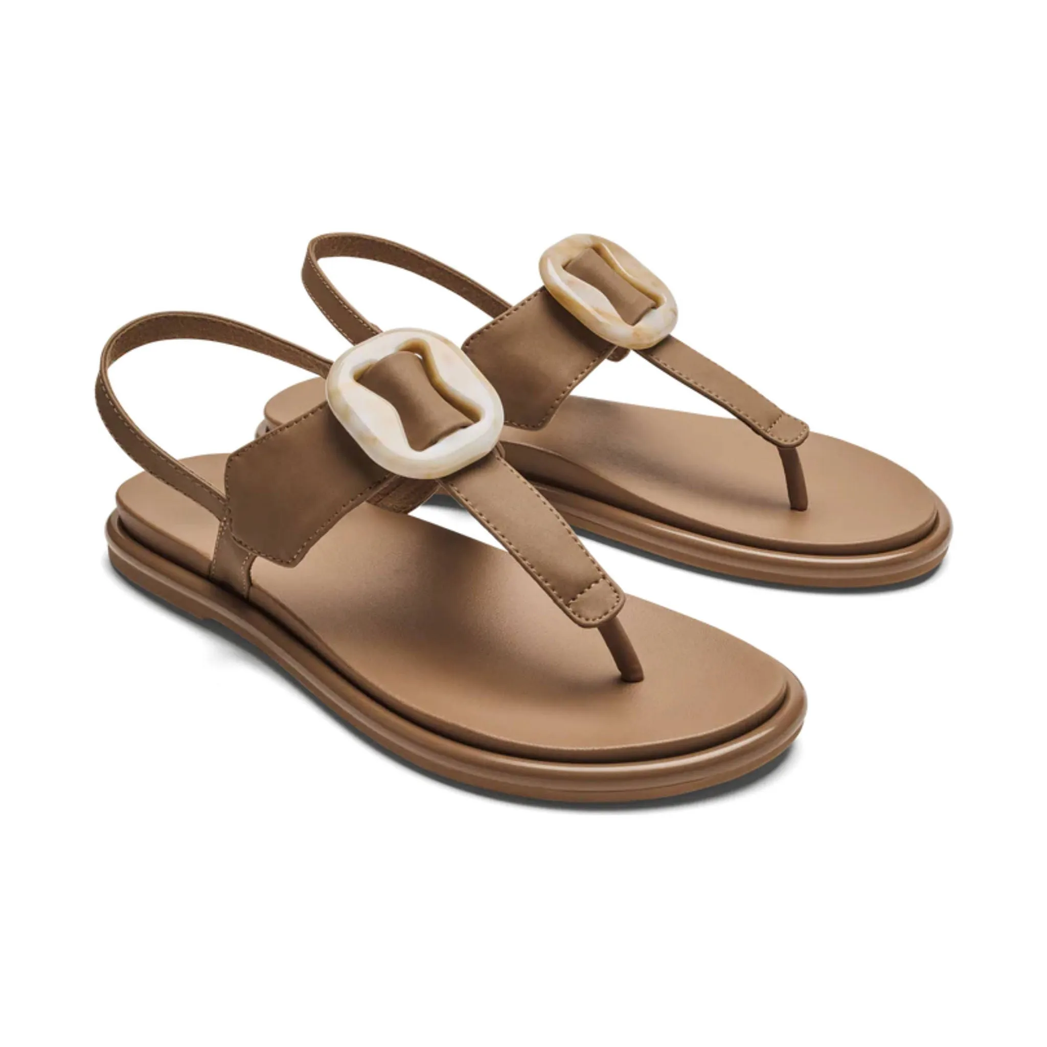 OluKai Women's La`i T-Bar Strappy Beach Sandals - Tan
