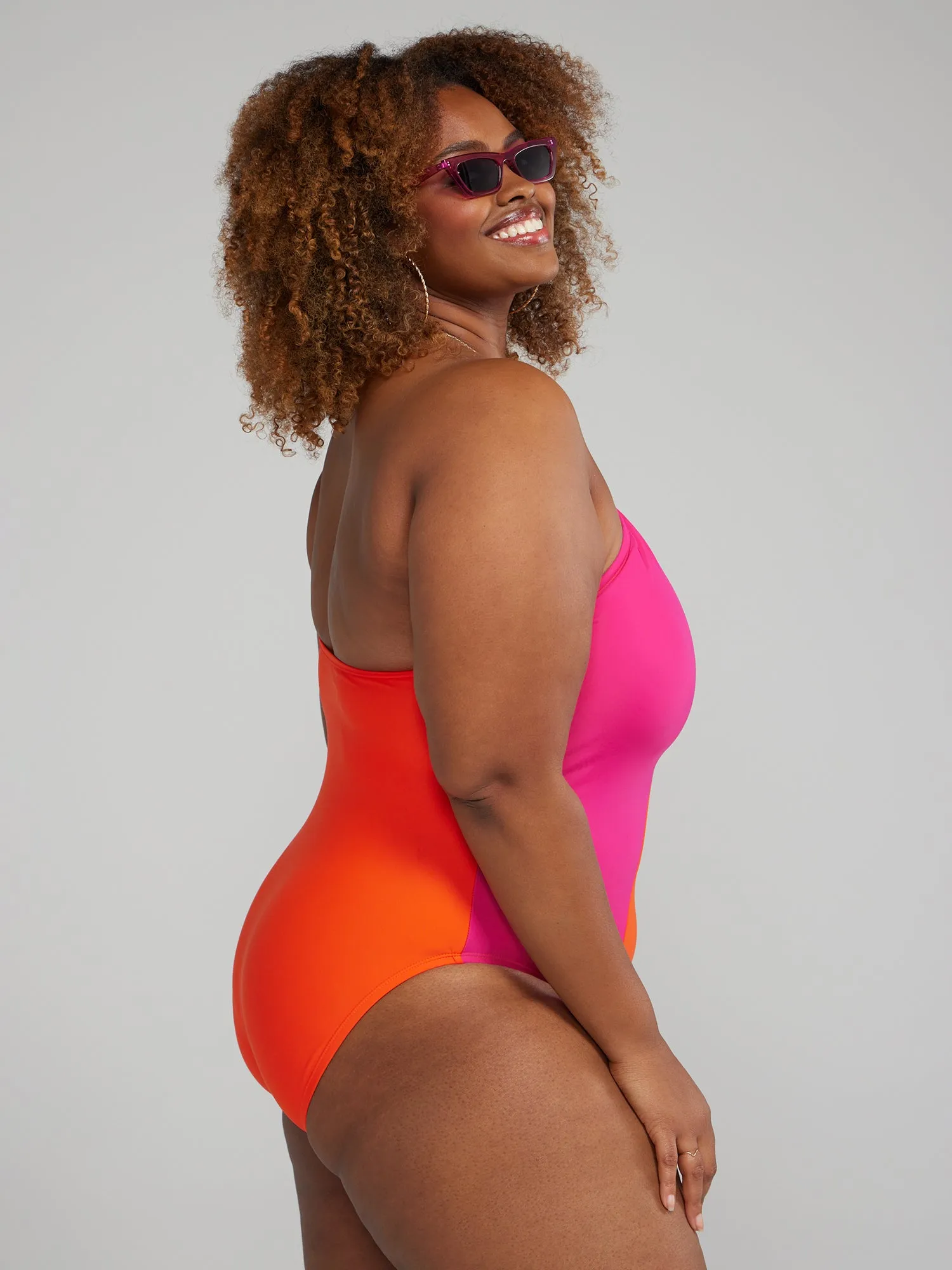One Shoulder Colorblock One-Piece Swimsuit