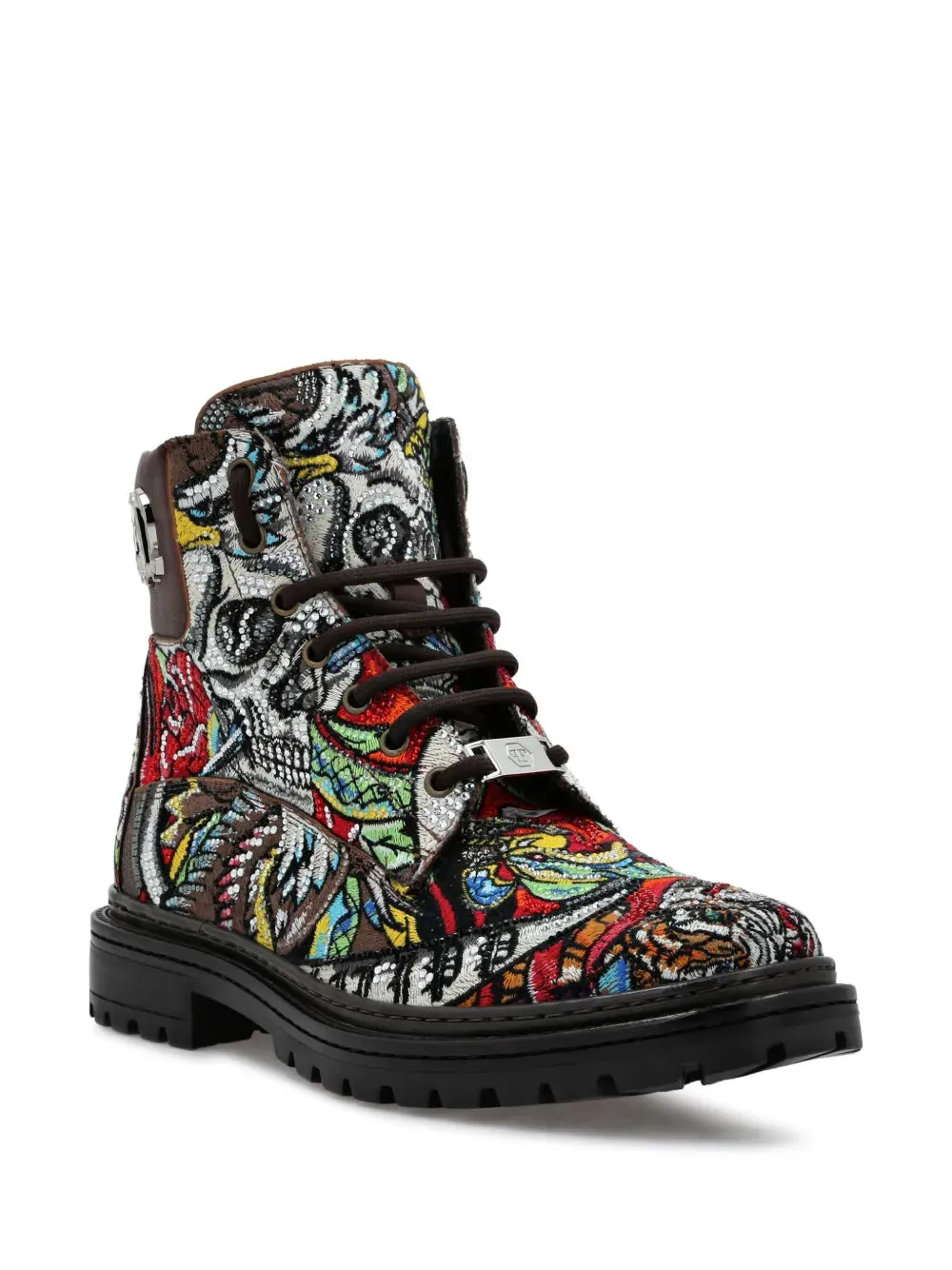 Philipp Plein Mid Tattoo leather ankle boots