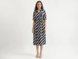 Regular Fit Spread Collar Striped Dress