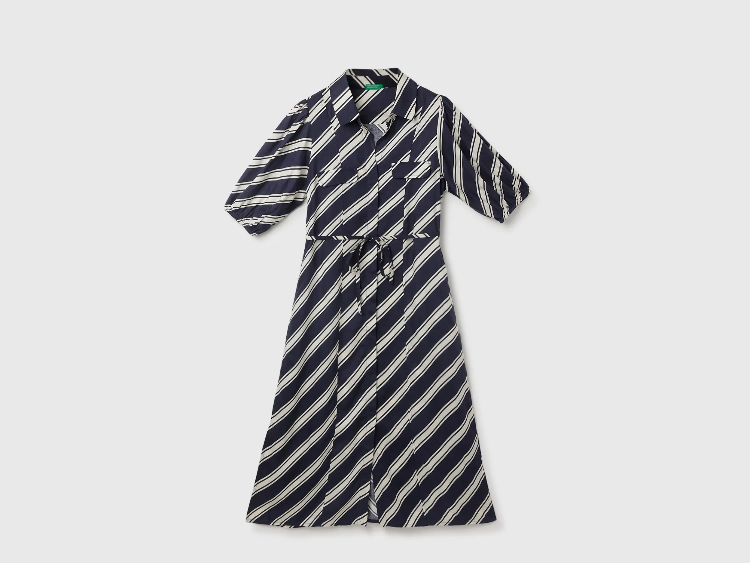 Regular Fit Spread Collar Striped Dress