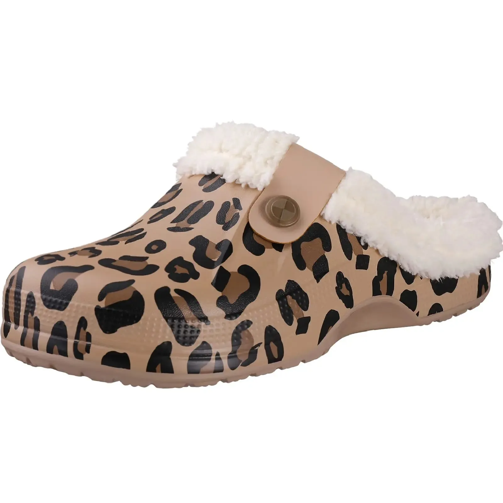 Shevalues Plush Fur Clogs Slippers For Women Men Winter Soft Furry Slippers Waterproof Garden Shoes Multi-Use Indoor Home Shoes