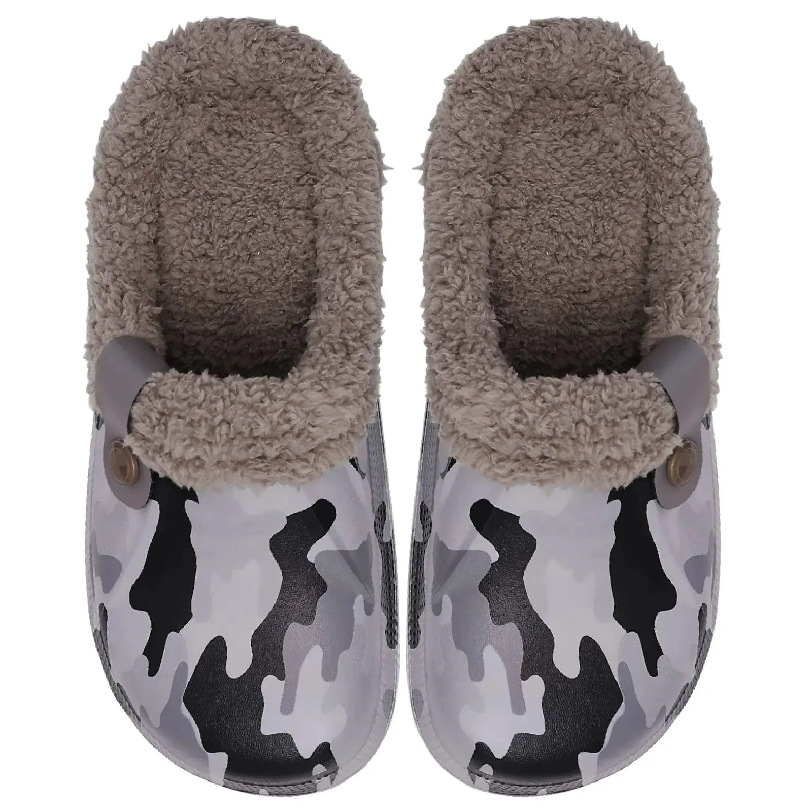 Shevalues Plush Fur Clogs Slippers For Women Men Winter Soft Furry Slippers Waterproof Garden Shoes Multi-Use Indoor Home Shoes