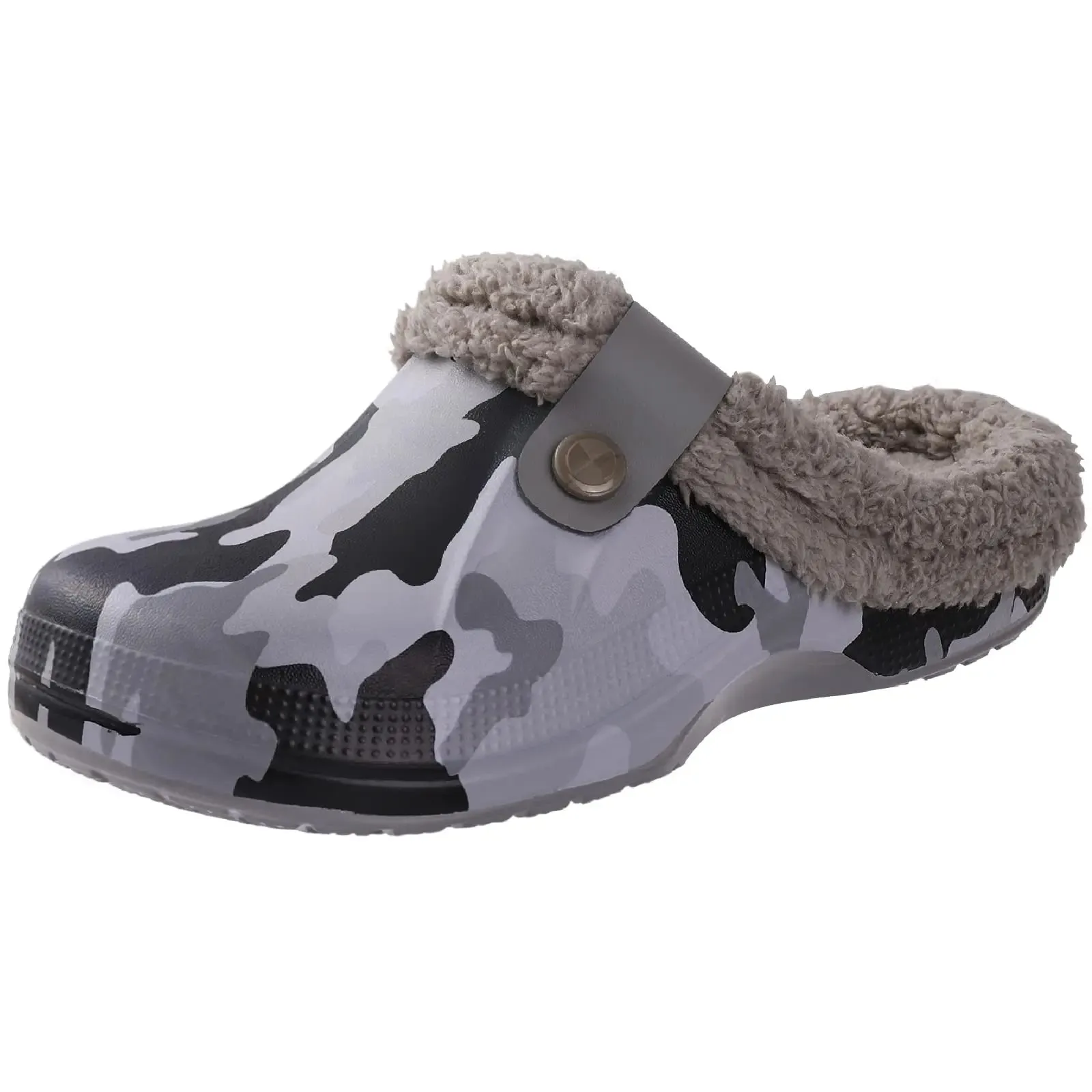 Shevalues Plush Fur Clogs Slippers For Women Men Winter Soft Furry Slippers Waterproof Garden Shoes Multi-Use Indoor Home Shoes