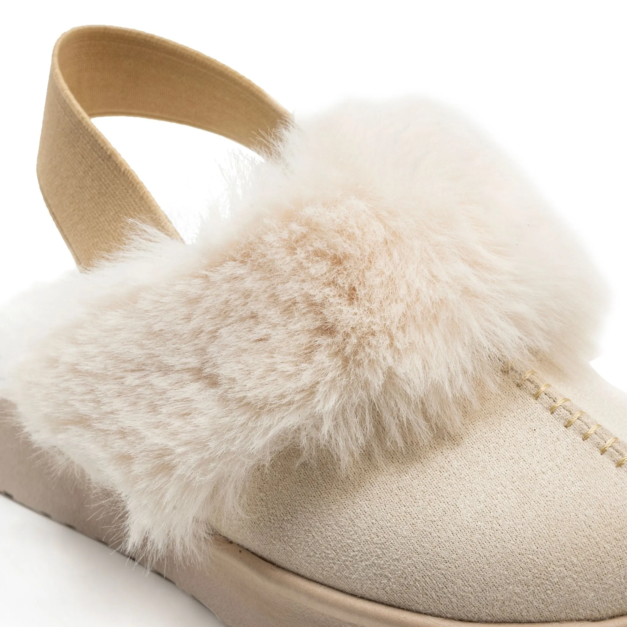 Suede Slingback Clogs - Beige