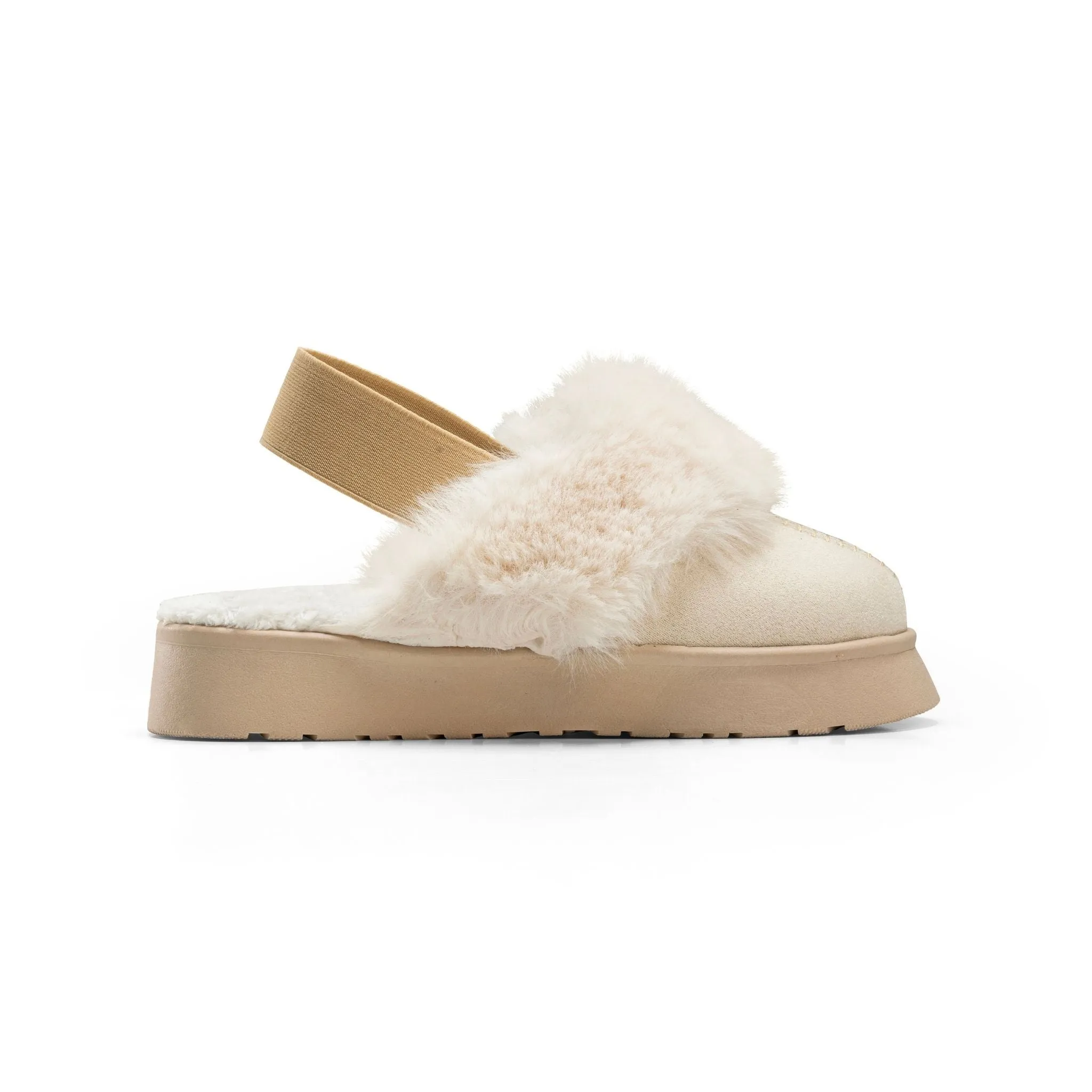 Suede Slingback Clogs - Beige