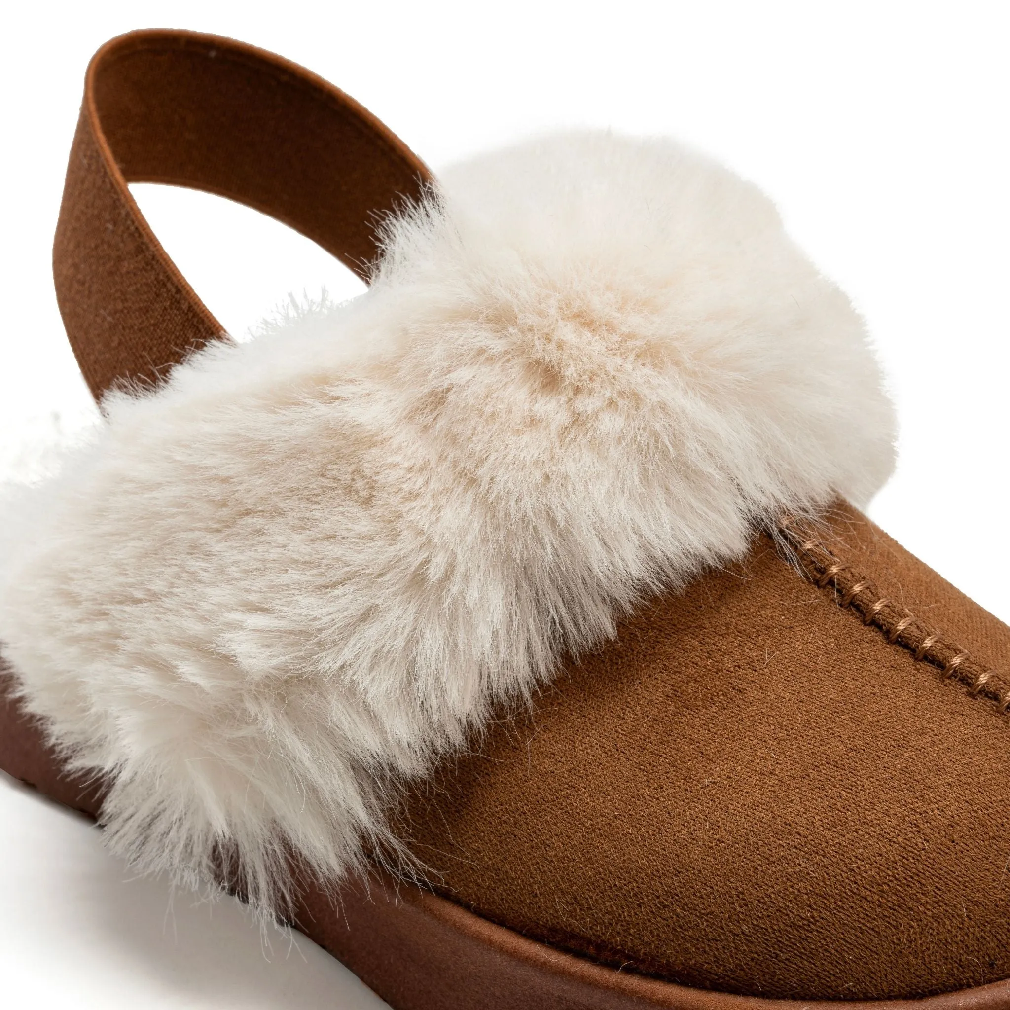 Suede Slingback Clogs - Camel