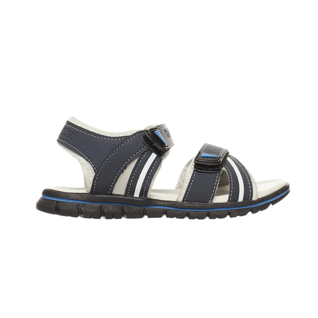 The Hush Puppies Big Kids Steve Strap Sandals in Navy, Grey, and Multi