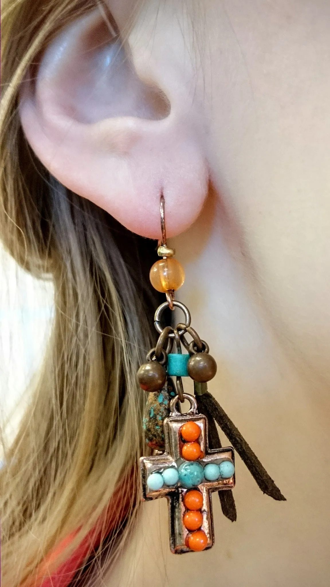 Treska | Cross & Beads Earrings