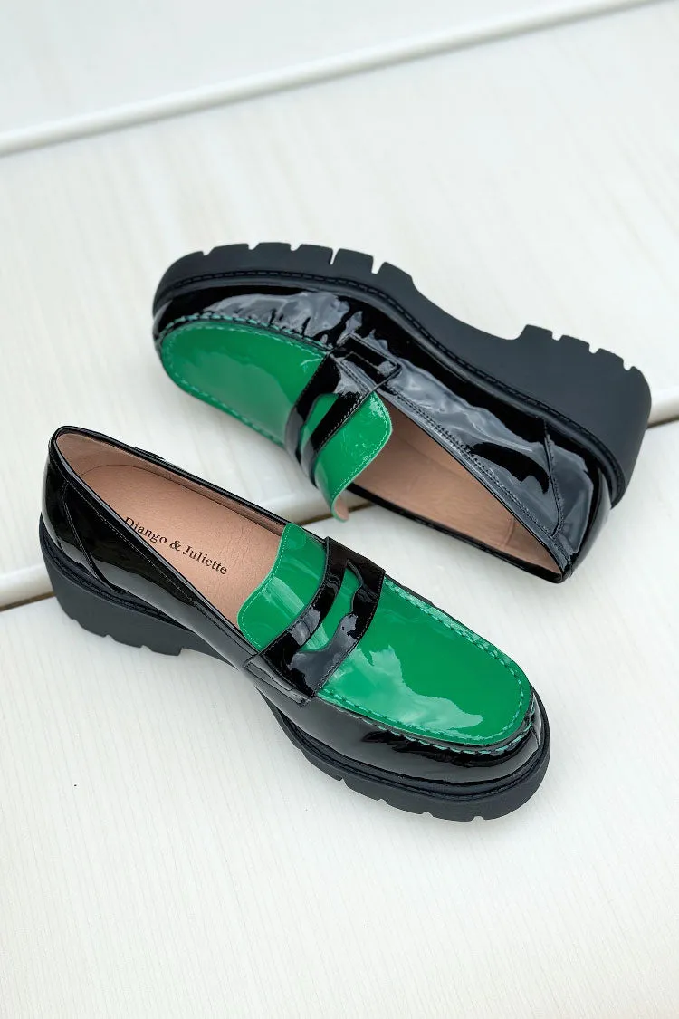 Unice Patent Leather Loafer in Emerald | FINAL SALE