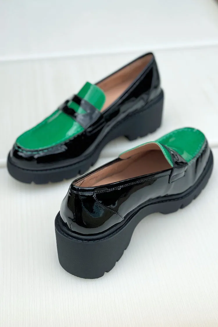 Unice Patent Leather Loafer in Emerald | FINAL SALE