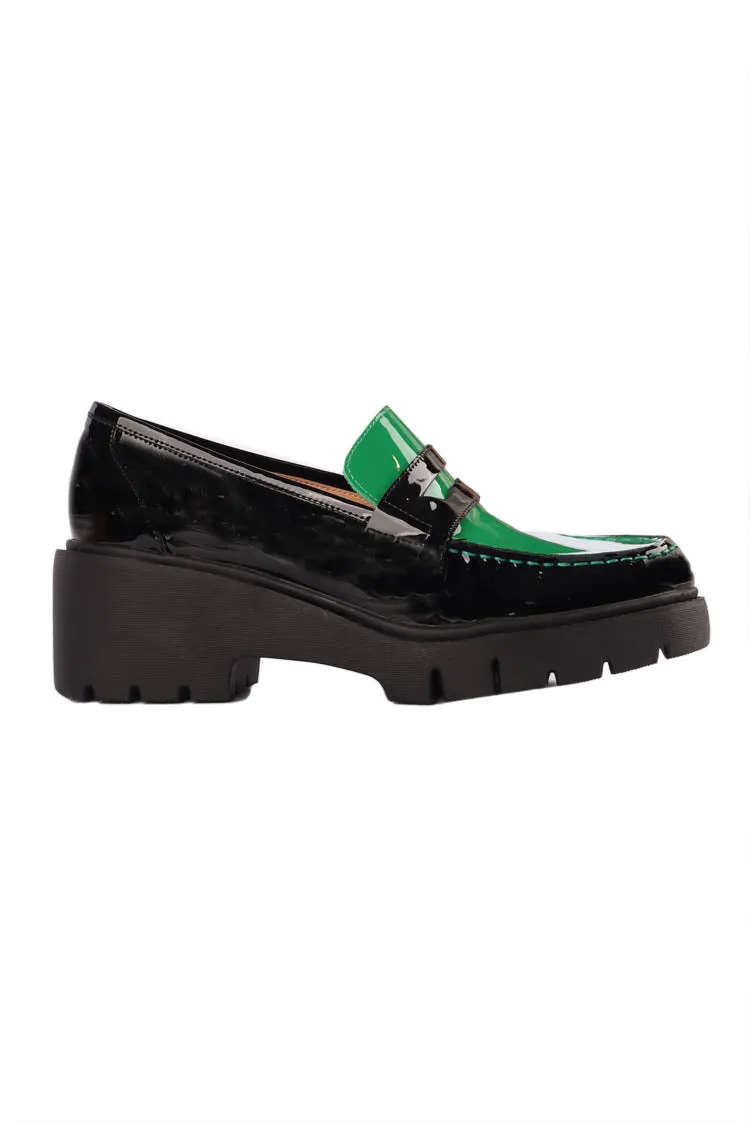 Unice Patent Leather Loafer in Emerald | FINAL SALE