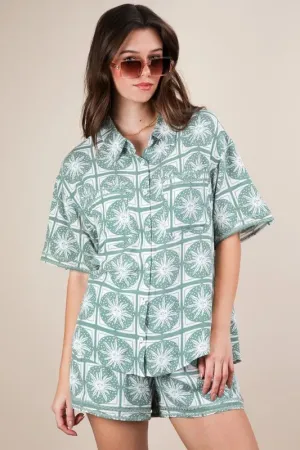 VERY J Tropical Printed Shirt Top & Shorts Set