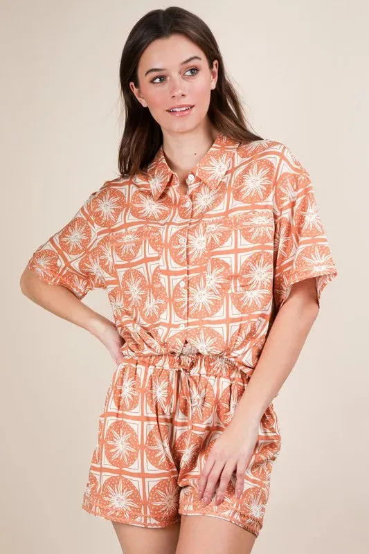 VERY J Tropical Printed Shirt Top & Shorts Set