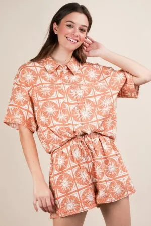 VERY J Tropical Printed Shirt Top & Shorts Set