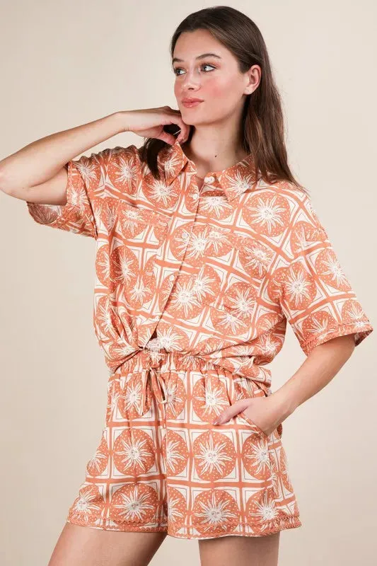 VERY J Tropical Printed Shirt Top & Shorts Set