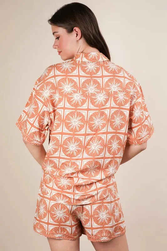 VERY J Tropical Printed Shirt Top & Shorts Set