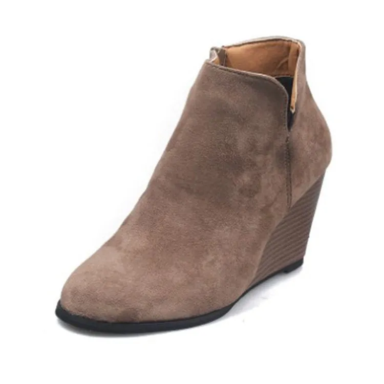 Wedge Heel Ankle Boots Hot Style Nude Boots Fashion