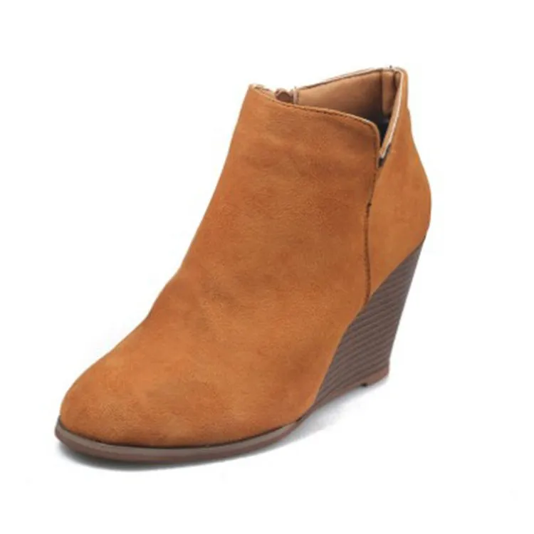 Wedge Heel Ankle Boots Hot Style Nude Boots Fashion