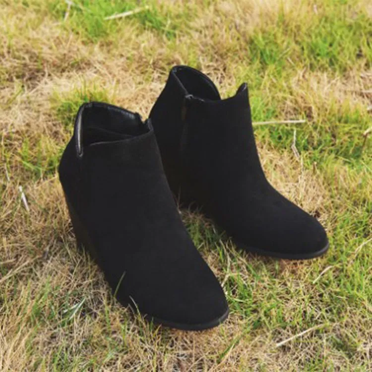 Wedge Heel Ankle Boots Hot Style Nude Boots Fashion