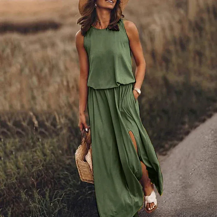 White Amelia Maxi Dress, Relaxed Fit