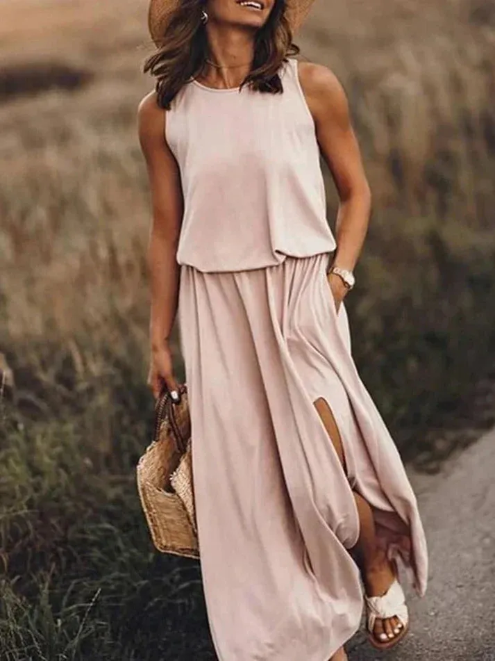 White Amelia Maxi Dress, Relaxed Fit
