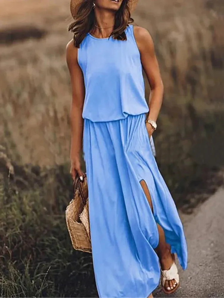 White Amelia Maxi Dress, Relaxed Fit