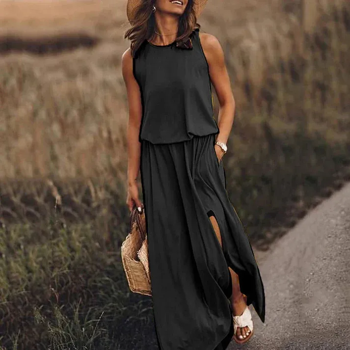 White Amelia Maxi Dress, Relaxed Fit
