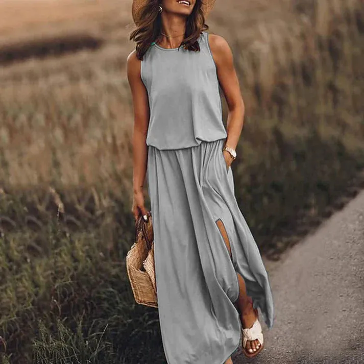 White Amelia Maxi Dress, Relaxed Fit