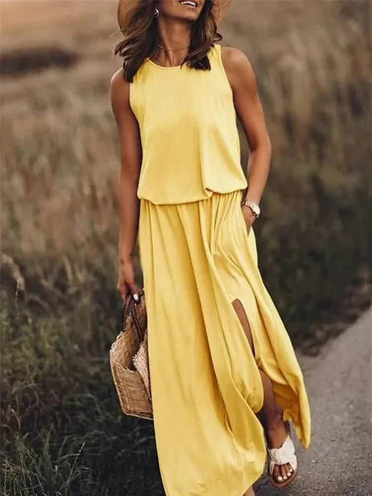 White Amelia Maxi Dress, Relaxed Fit
