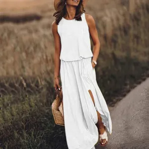 White Amelia Maxi Dress, Relaxed Fit