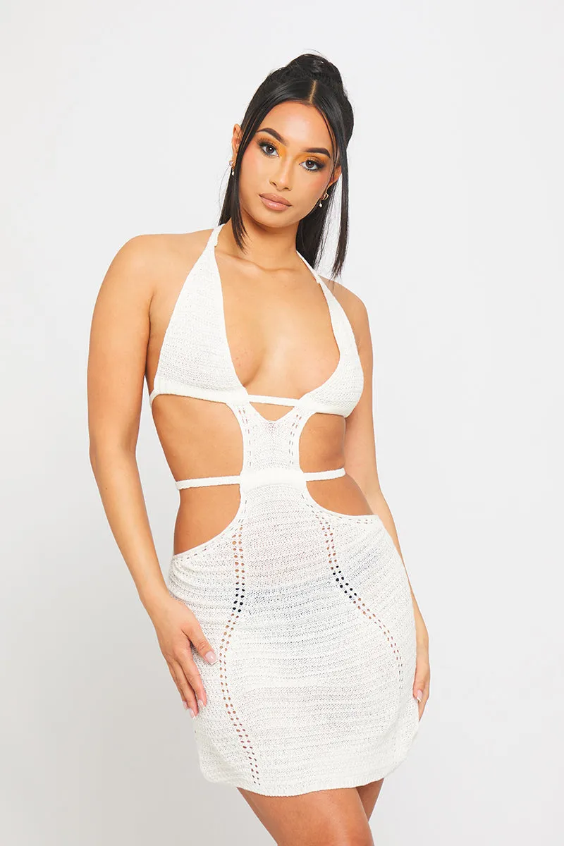 White Cut-Out Halter Mini Dress | Bold & Sultry | Statement Chic