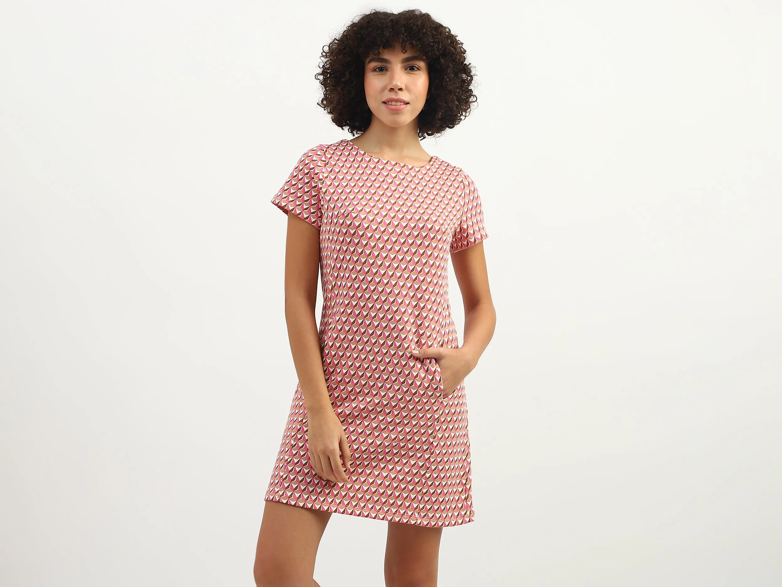 Women Printed Round Neck Dress
