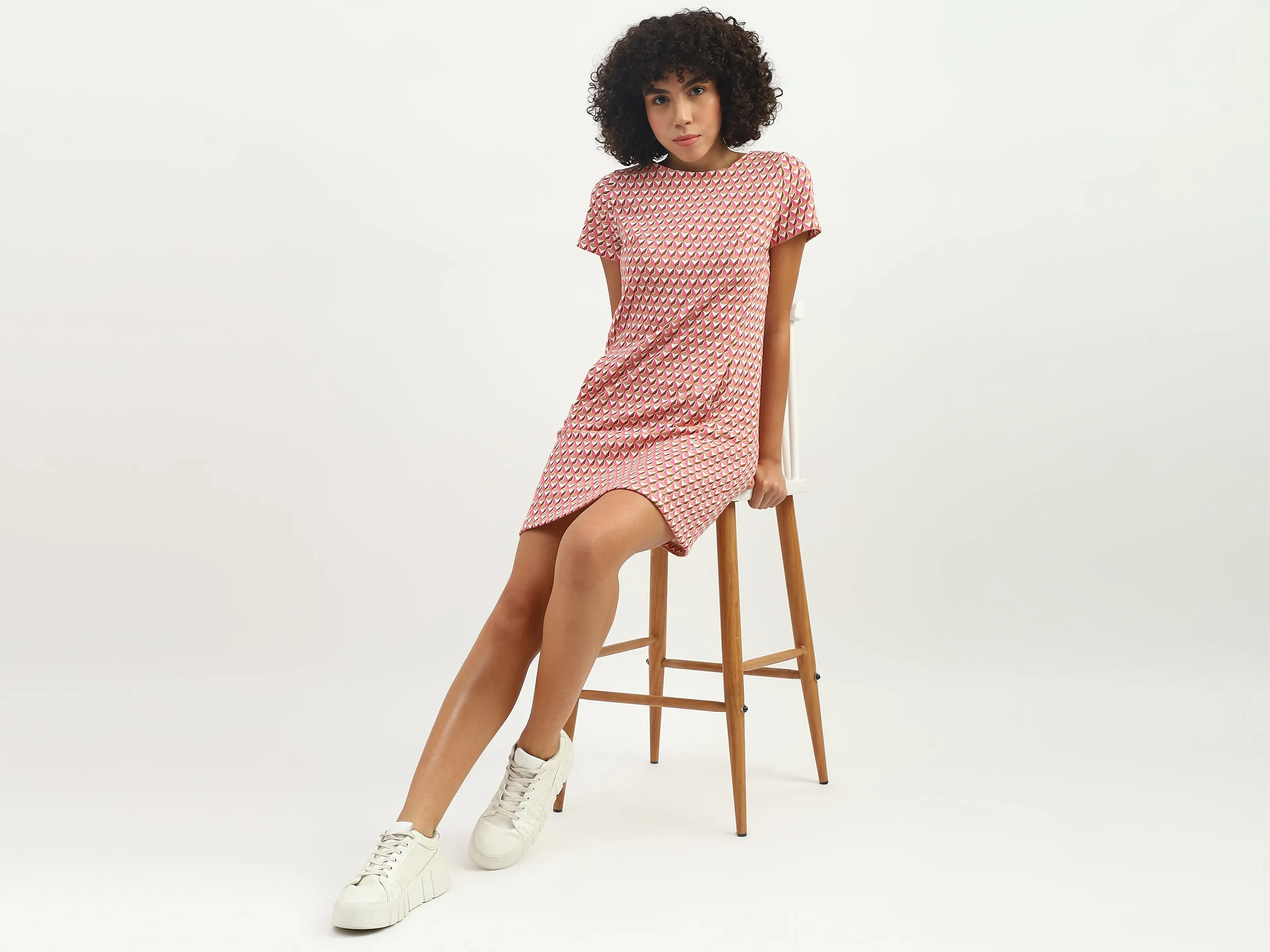 Women Printed Round Neck Dress